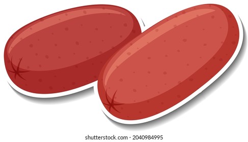 Cocktail sausages sticker on white background illustration