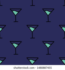 cocktail seamless doodle pattern, vector illustration