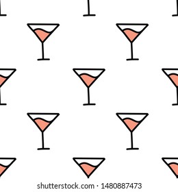 cocktail seamless doodle pattern, vector illustration