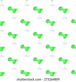 Cocktail. Seamless pattern with glasses. Hand-drawn background. Vector illustration. Real watercolor drawing