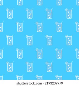 Cocktail Seamless Pattern. Icons Of Alcohol Drink With Cocktail Straw And Slice Lemon. Cocktail Party Background. Modern Design For Print On Wrapping Paper, Wallpaper, Packaging. Vector Illustration