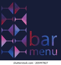 Cocktail seamless pattern . Multicolored cocktail icons made of triangles. Vector illustration.