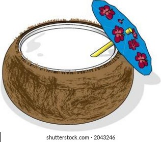 A cocktail served in a coconut