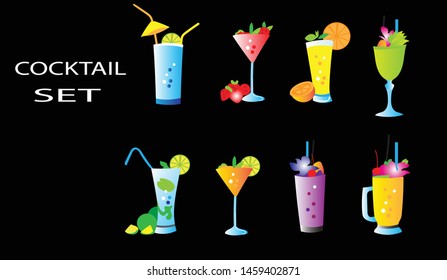 Cocktail Set Collection Flat Illustration