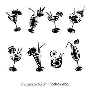 Cocktail set. Collection icon cocktails. Vector