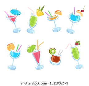 Cocktail set. Collection icon cocktails. Vector
