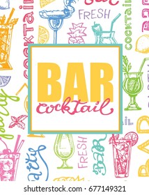 Cocktail set. Elements for the graphic design of the menu bars, restaurants, invitations, announcements. Hand drawn sketch set of alcoholic cocktails. vector illustration. Bar menu. Cocktail menu