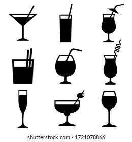 Cocktail set icon, logo isolated on white background