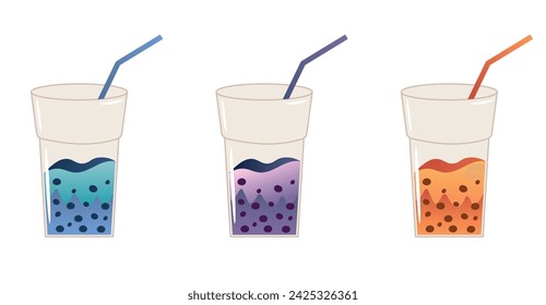 cocktail set with tapioca in bright colors