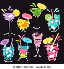 cocktail set vector images in simple style