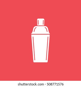 Cocktail Shaker Flat Icon On Red Background