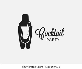 Cocktail shaker with cocktail glass on white background