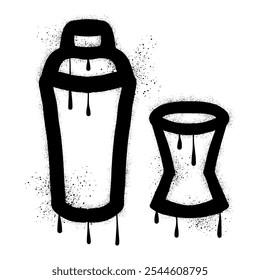 Cocktail shaker graffiti with black spray paint