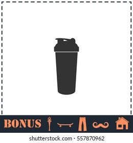 Cocktail shaker icon flat. Simple vector symbol and bonus icon