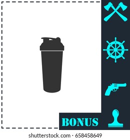 Cocktail shaker icon flat. Simple vector symbol and bonus icon