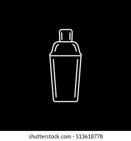 Cocktail Shaker Line Icon On Black Background