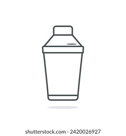 Cocktail Shaker Metal Material Barmen Tool Vector. Shaker Bar Equipment For Prepare And Shake Alcoholic Or Delicious Drinks.