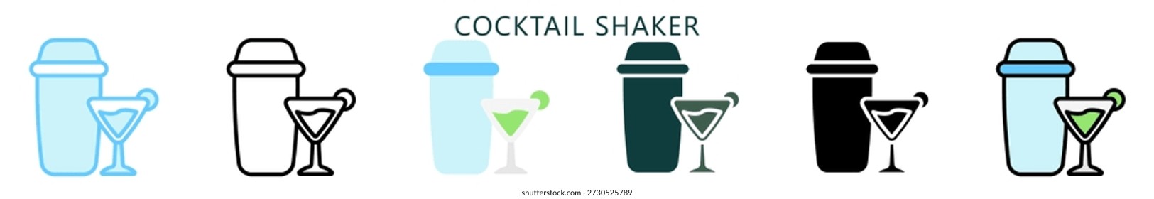 Coctelera de cóctel Multi Style Icon. Mini Ilustración Relacionada Con La Comida, La Gastronomía. Uso Para El Concepto Moderno, Ui, Web Ux Y Desarrollo De App.