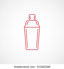 Cocktail Shaker Red Line Icon On White Background