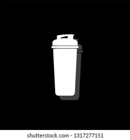 Cocktail shaker. White flat simple icon with shadow