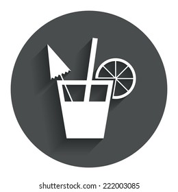 Cocktail sign. Alcoholic drink symbol. Circle flat button with shadow. Modern UI website navigation. Vector