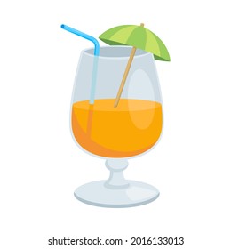 Cocktail Sign Emoji Icon Illustration. Tropical Drink Vector Symbol Emoticon Design Clip Art Sign Comic Style.