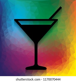 Cocktail sign illustration. Vector. Flat style black icon on white.