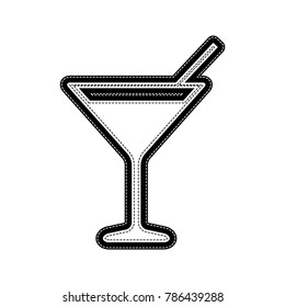 Cocktail sign illustration. Vector. Flat style black icon on white.