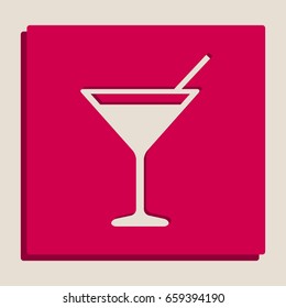 Cocktail sign illustration. Vector. Grayscale version of Popart-style icon.