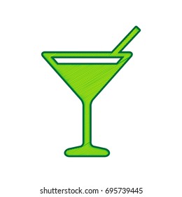 Cocktail sign illustration. Vector. Lemon scribble icon on white background. Isolated