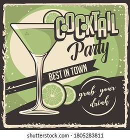 Cocktail Signage Poster Retro Rustic Classic Vector