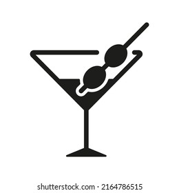 Cocktail silhouette icon, drink juice flat vector illustration for UI graphic design.