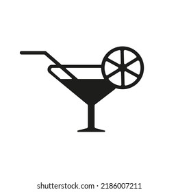 Cocktail silhouette icon, vector cut silhouette for social media.