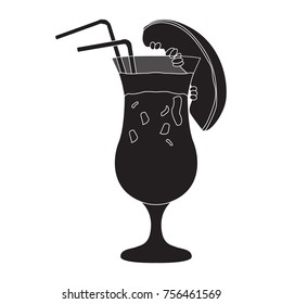 Cocktail silhouette isolated on a white background, Vector illustration