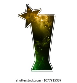 Cocktail silhouette with open space, universe, star field and nebula inside