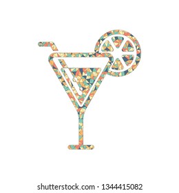 cocktail. simple silhouette. Colored mosaic with polygons