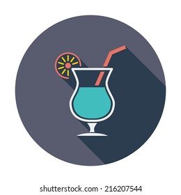 Cocktail. Single flat color icon. Vector illustration.
