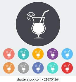 Cocktail. Single flat icon on the circle. Vector illustration.