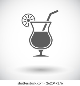 Cocktail. Single flat icon on white background. Vector illustration.