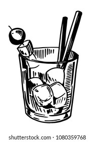 Cocktail sketch. Hand drawn illustration converted to vector