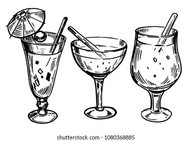 Cocktail sketch. Hand drawn illustration converted to vector