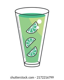 cocktail with slice lemon icon isolated