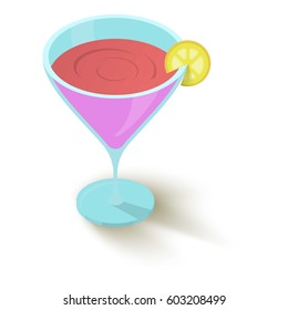 Cocktail with a slice of lemon icon. Isometric 3d illustration of cocktail with a slice of lemon vector icon for web