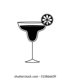Cocktail with slice of lemon icon. vector illustration