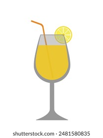 Cocktail or smoothie in a glass. Delicious and refreshing drink, vector. Mimosa cocktail.