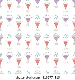 Cocktail and soda seamless pattern.