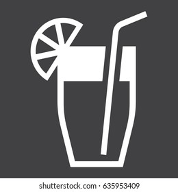 Cocktail solid icon, food and drink vector graphics, a filled pattern on a black background, eps 10.