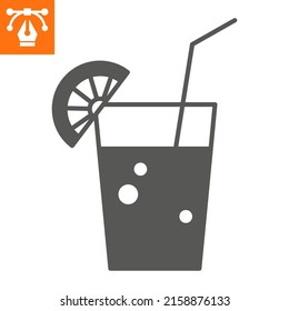 Cocktail solid icon, glyph style icon for web site or mobile app, travel and drink, lemonade vector icon, simple vector illustration, vector graphics with editable strokes.