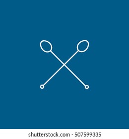 Cocktail Spoon Line Icon On Blue Background