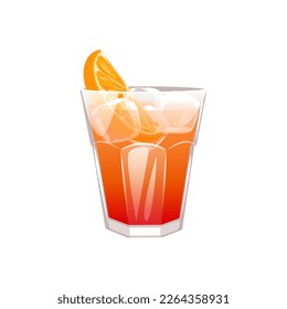 Cocktail "Spritz veneziano".Klassischer alkoholischer Cocktail mit Schaumwein, Aperol, Vektorgrafik.